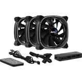 Aerocool Astro 12 Pro 120x120x25, Gehäuselüfter schwarz, 3er Pack, inkl. H66F Control Hub, Fernbedienung, 120 mm