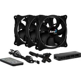 Aerocool Eclipse 12 Pro 120x120x25, Gehäuselüfter schwarz, 3er Pack inkl. H66F Control Hub, Fernbedienung