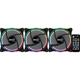 Aerocool Eclipse 12 Pro 120x120x25, Gehäuselüfter schwarz, 3er Pack inkl. H66F Control Hub, Fernbedienung