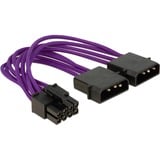 DeLOCK Power 8Pin EPS > 2x 4Pin, Adapter violett, Textilummantelung