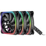 Enermax SquA RGB 3 Fan Pack 120x120, Gehäuselüfter schwarz, inkl. RGB-Steuerbox, 120 mm