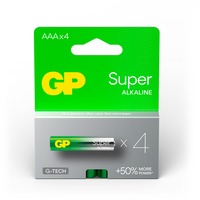 GP Batteries GP Super Alkaline Batterie AAA Micro, LR03, 1,5Volt 4 Stück, mit neuer G-Tech Technologie