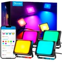 Govee RGBICWW LED-Smart-Flutlichter, LED-Leuchte schwarz, 4 Stück