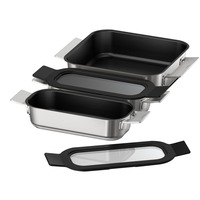 Bosch Pro Induction Flex Pfannen-Set HEZ9FF030, 3-teilig edelstahl/schwarz, 1x medium, 2x klein mit Glasdeckel