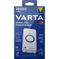 VARTA Wireless Powerbank 20.000 weiß, 20.000 mAh, Qi, Power Delivery, Quick Charge 3.0