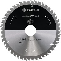 Bosch Kreissägeblatt Standard for Wood, Ø 165mm, 48Z Bohrung 30mm, für Akku-Handkreissägen