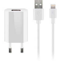 goobay Apple Lightning Ladeset 5 Watt, Ladegerät weiß, 1 Meter Kabel