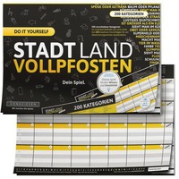 Denkriesen Stadt Land Vollpfosten - Do it yourself Edition, Partyspiel A4-Spielblock