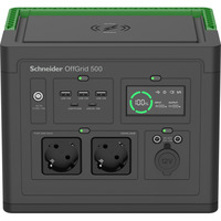 APC Schneider tragbare OffGrid Powerstation 500 schwarz/grün, Lithium-Ionen Akku 517Wh, 2x 230V 500W, 3x USB-A, 2x USB-C PD