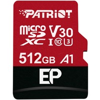 Patriot EP Series 512 GB microSDXC, Speicherkarte rot/schwarz, UHS-I U3, Class 10, V30, A1