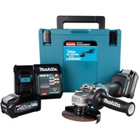 Makita Akku-Winkelschleifer GA023GM201 XGT, 40Volt blau/schwarz, 2x Li-Ion XGT Akku 4,0Ah, MAKPAC