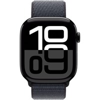 Apple Watch Series 10, Smartwatch schwarz (glänzend), Aluminium, 46 mm, Sport Loop Tinte, Cellular