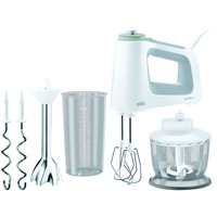 Braun Handmixer MultiMix 5 weiß/grau, 750 Watt, mit Mixfuß, Becher und Zerkleinerer