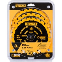 DEWALT Kreissägeblatt EXTREME DT10399, Ø 190mm, 24Z 3 Stück, Bohrung 20mm, für Handkreissägen